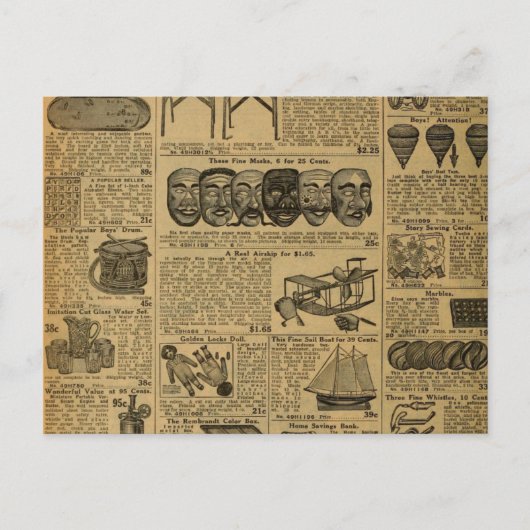 ヴィンテージ広告の新聞玩具 ポストカード (正面)