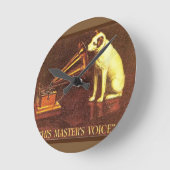 ヴィンテージ広告の、主人の声 ラウンド壁時計 (傾斜)