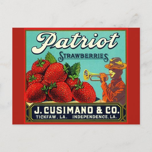 ヴィンテージ広告イチゴ独立LA シーズンポストカード (正面)