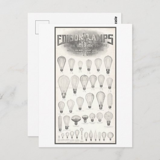 ヴィンテージ広告エジソンランプ電球 ポストカード (正面/裏面)