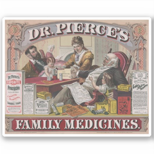 ヴィンテージ広告ピエースの家族の薬。 シール (正面)