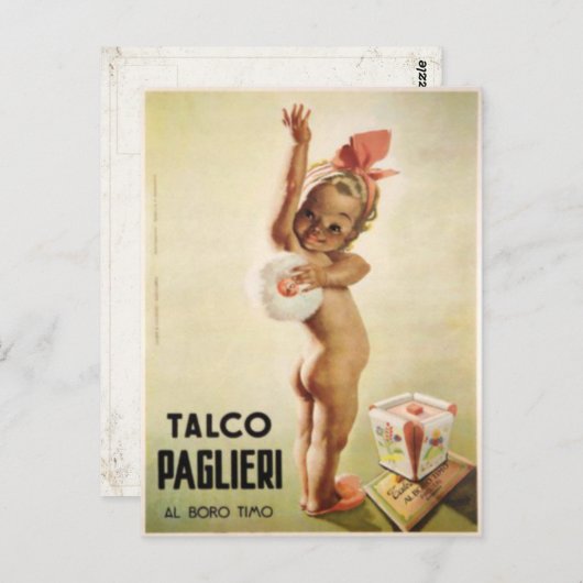 ヴィンテージ広告ポスターに可愛いベビーが付いたはがき ポストカード (正面/裏面)