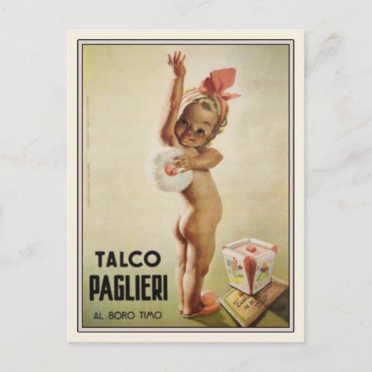ヴィンテージ広告ポスターに可愛いベビーが付いたはがき ポストカード (正面)