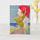 ヴィンテージ広告ポスター付きグリーティングカード カード (黄色い花)