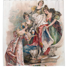 ヴィンテージ広告ポスター シャワーカーテン