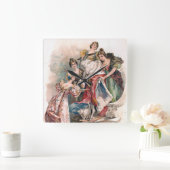 ヴィンテージ広告ポスター スクエア壁時計 (ホーム)