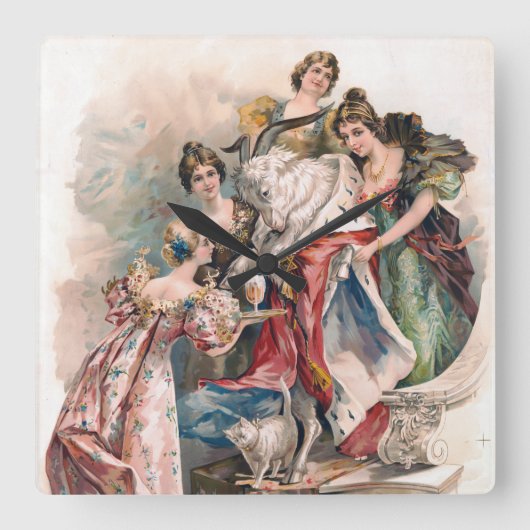 ヴィンテージ広告ポスター スクエア壁時計 (正面)