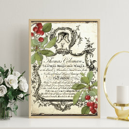 ヴィンテージ広告レザーとフラワーポスター フォトプリント           