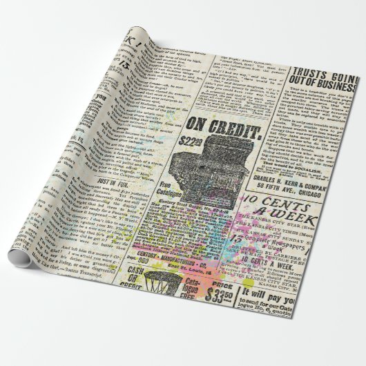 ヴィンテージ広告新聞 ラッピングペーパー (アンロールド)