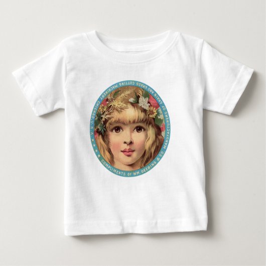ヴィンテージ広告Tシャツ、花の女の子 ベビーTシャツ (正面)