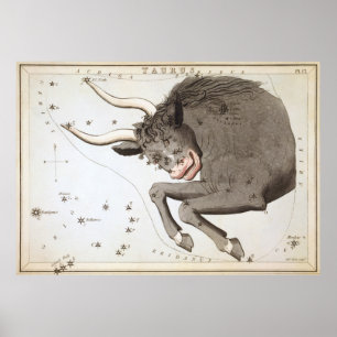 ヴィンテージ座の星座の地図(1825) ポスター