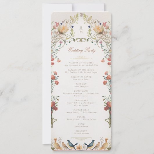 ヴィンテージ庭園の結婚式式計画 招待状 (裏面)