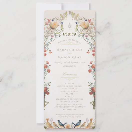 ヴィンテージ庭園の結婚式式計画 招待状 (正面)