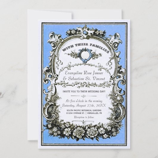 ヴィンテージ庭園の結婚式招待状 招待状 (正面)