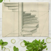 ヴィンテージ建築の階段、らせん階段 キッチンタオル (折り畳み)