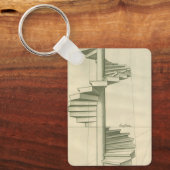 ヴィンテージ建築の階段、らせん階段 キーホルダー (正面)