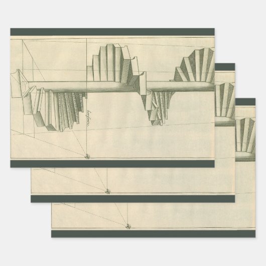 ヴィンテージ建築の階段、らせん階段 ラッピングペーパーシート (セット)