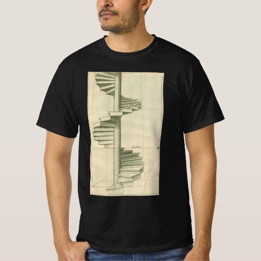 ヴィンテージ建築の階段、螺旋階段 Tシャツ (正面)