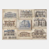 ヴィンテージ建築エフェメラデクページ紙 ラッピングペーパーシート (正面2)