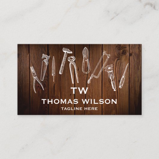 ヴィンテージ建築ハンドマンカーペンターツールブシ 名刺 (正面)