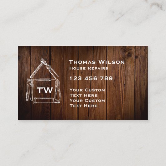 ヴィンテージ建築ハンドマンカーペンターツールブシ 名刺 (裏面)