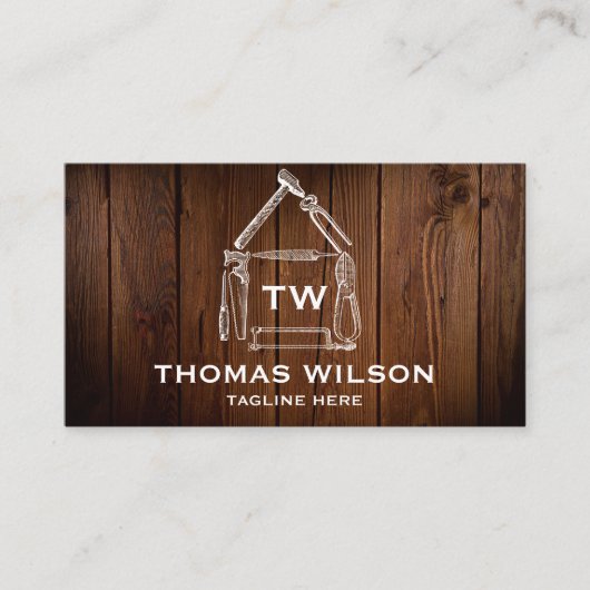 ヴィンテージ建築ハンドマンカーペンターツールブシ 名刺 (正面)