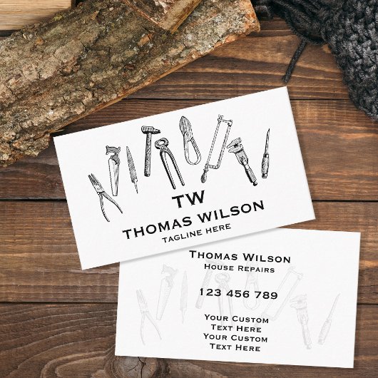 ヴィンテージ建築ハンドマンカーペンターツールブシ 名刺