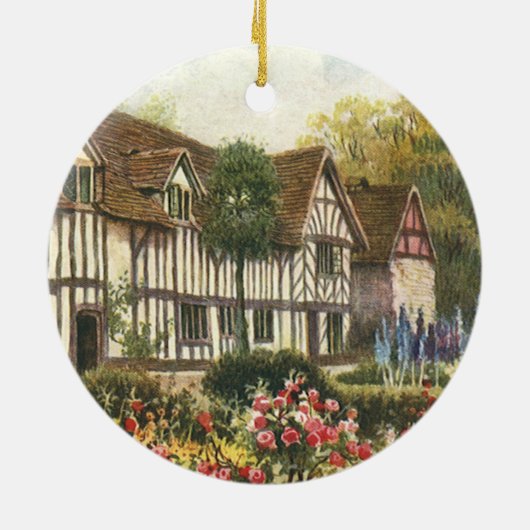 ヴィンテージ建築フォーマル園英語コテージ セラミックオーナメント (裏面)