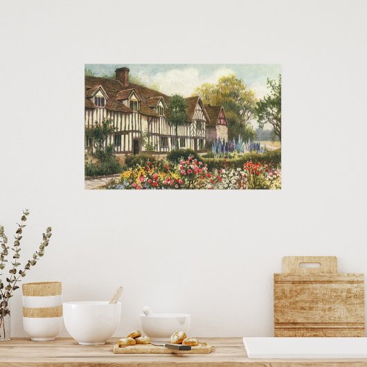 ヴィンテージ建築フォーマル園英語コテージ ポスター (キッチン)