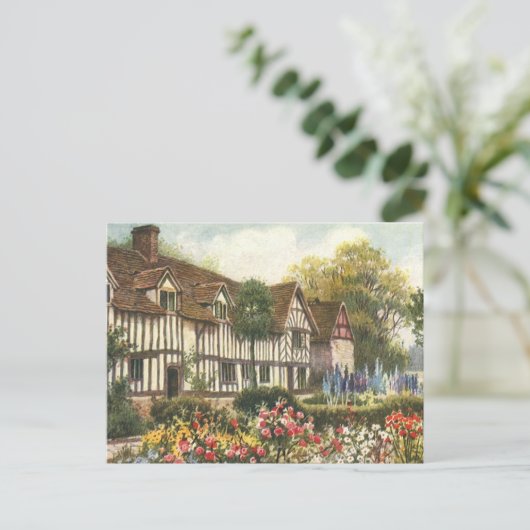 ヴィンテージ建築フォーマル園英語コテージ ポストカード (スタンド正面)