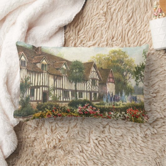 ヴィンテージ建築フォーマル園英語コテージ ランバークッション (ブランケット)