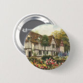 ヴィンテージ建築フォーマル園英語コテージ 缶バッジ (正面&裏面)