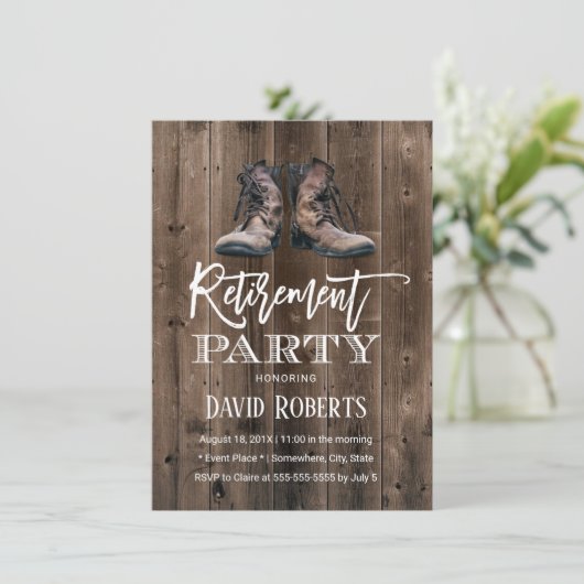 ヴィンテージ建築ワークブーツウッドリタイア 招待状 (スタンド正面)