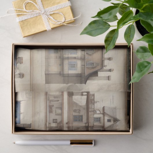 ヴィンテージ建築用スクラップブックの切り離し 薄葉紙 (ギフト)