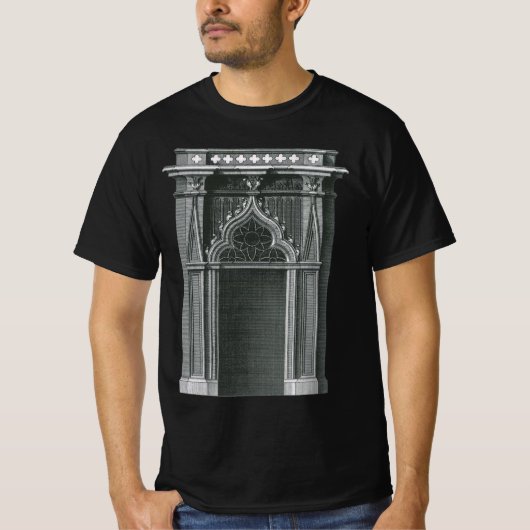 ヴィンテージ建築要素 ゴシックのアーチ型入口 Tシャツ (正面)
