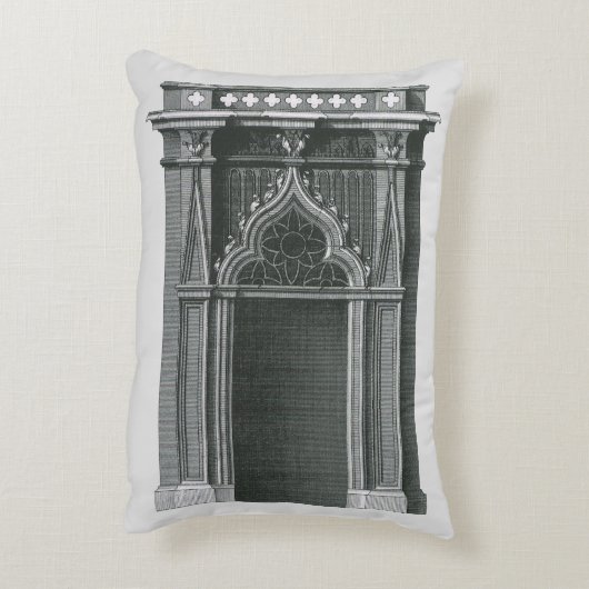 ヴィンテージ建築要素、ゴシック風の出入り口 アクセントクッション (裏面(縦))