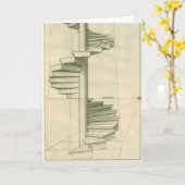 ヴィンテージ建築階段、らせん階段 カード (黄色い花)