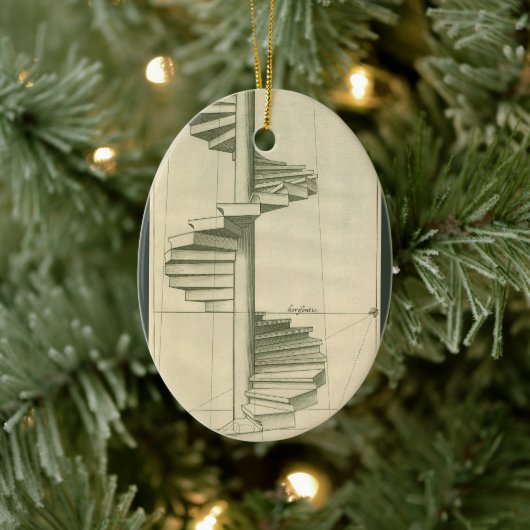 ヴィンテージ建築階段、らせん階段 セラミックオーナメント (ツリー)