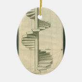 ヴィンテージ建築階段、らせん階段 セラミックオーナメント (正面)