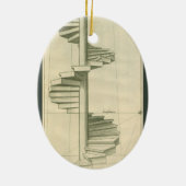 ヴィンテージ建築階段、らせん階段 セラミックオーナメント (裏面)