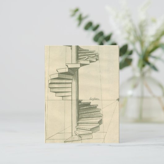 ヴィンテージ建築階段、らせん階段 ポストカード (スタンド正面)