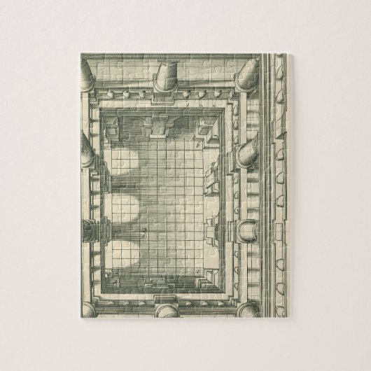 ヴィンテージ建築、アトリウムコートヤードパース ジグソーパズル (縦)