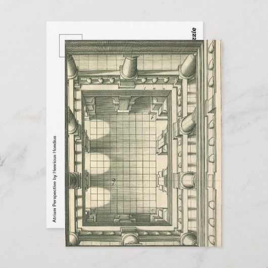 ヴィンテージ建築、アトリウムコートヤードパース ポストカード (正面/裏面)