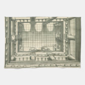 ヴィンテージ建築、アトリウム中庭の遠近法 キッチンタオル (横)