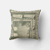 ヴィンテージ建築、アトリウム中庭の遠近法 クッション (裏面)