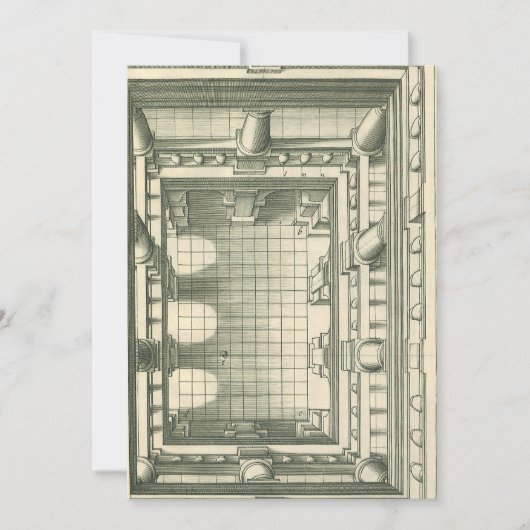 ヴィンテージ建築、アトリウム中庭の遠近法 招待状 (正面)