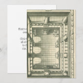 ヴィンテージ建築、アトリウム中庭の遠近法 招待状 (正面/裏面)