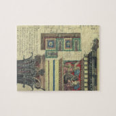 ヴィンテージ建築、コーニス・モールディング付きの柱 ジグソーパズル (横)