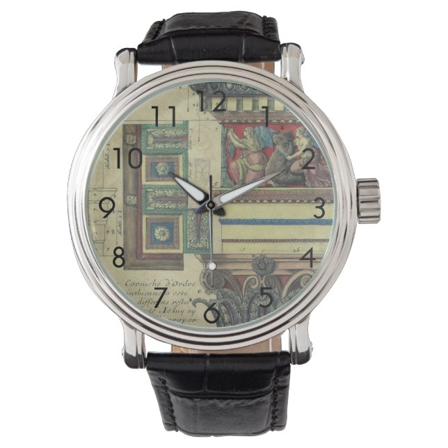 ヴィンテージ建築、コーニス・モールディング付きの柱 腕時計 (正面)