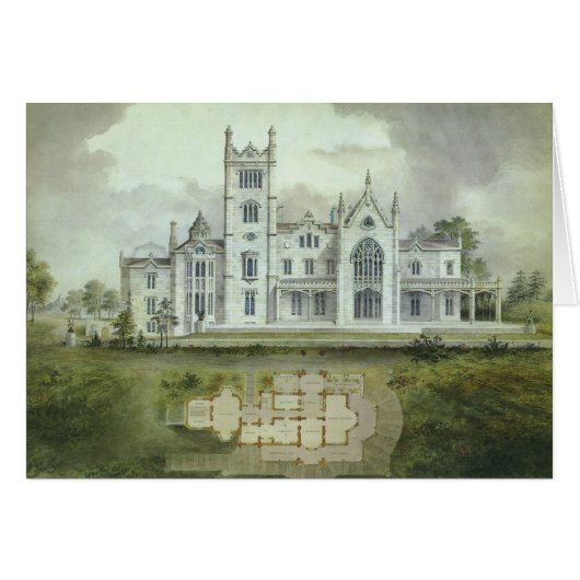 ヴィンテージ建築、フランスのシャトー平面図 (正面横)